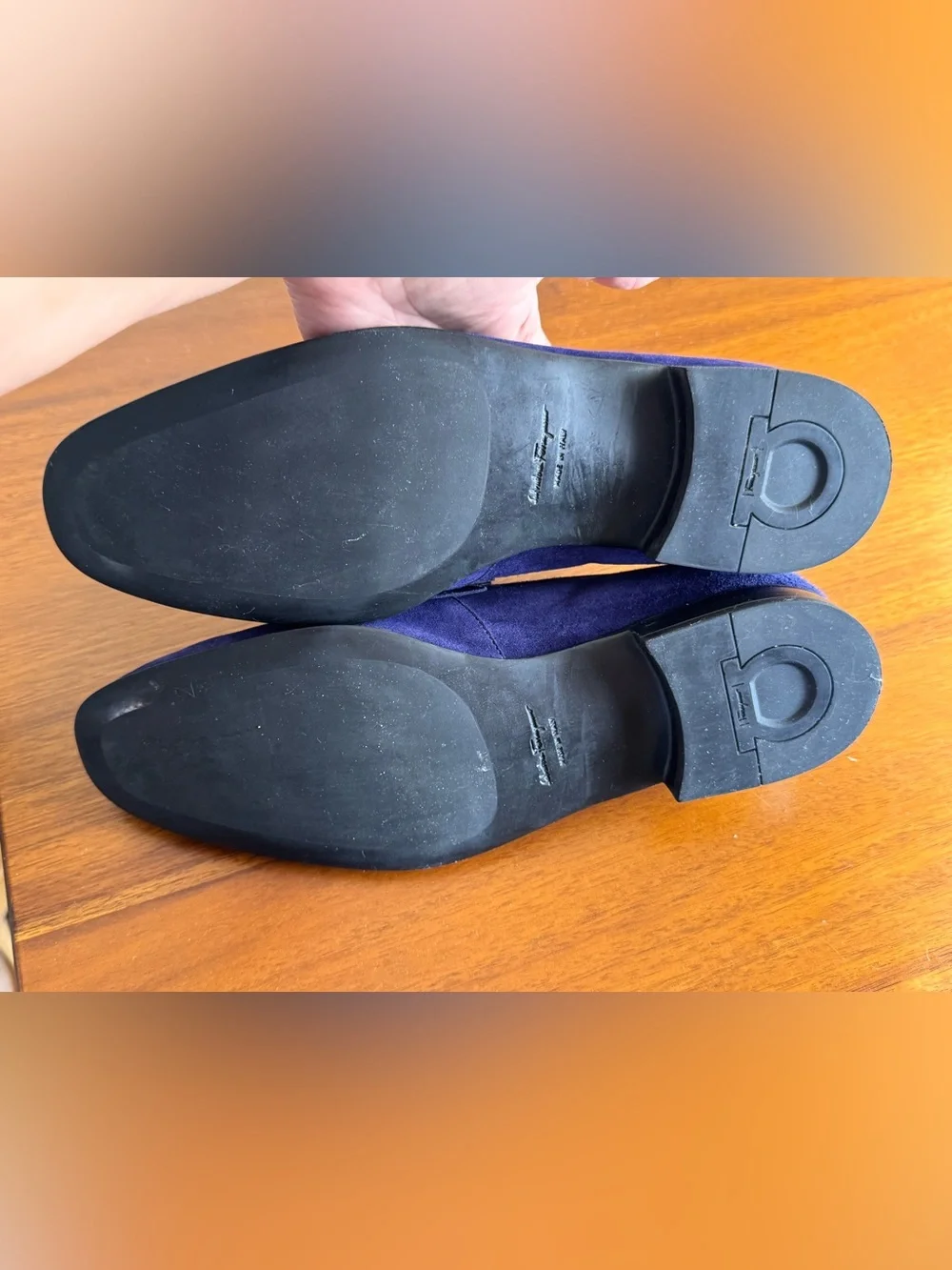 Salvatore Ferragamo Blue Suede Gancini Bit Loafers - Size 9 D